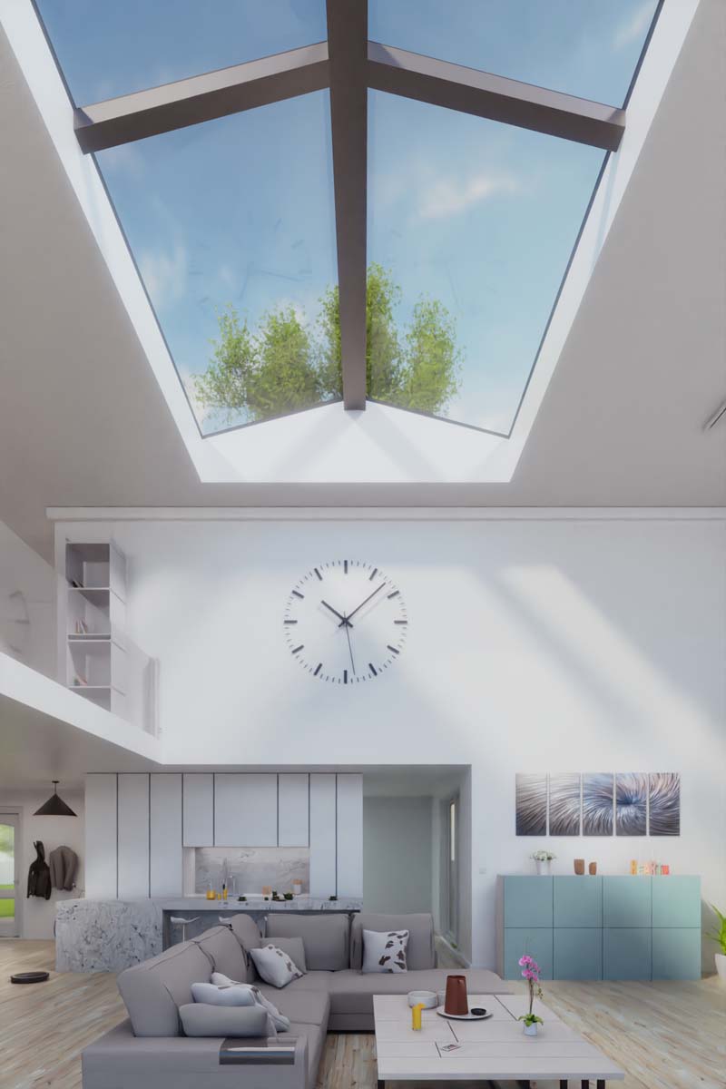 Satteldach für das Wohnzimmer